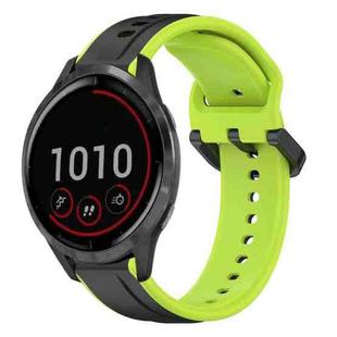 For Garmin Vivoactive4 22mm Convex Loop Two-Color Silicone Watch Band(Black+Lime)