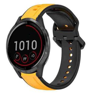 For Garmin Vivoactive4 22mm Convex Loop Two-Color Silicone Watch Band(Yellow+Black)