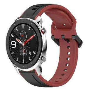 For Amazfit GTR 4 22mm Convex Loop Two-Color Silicone Watch Band(Black+Red)