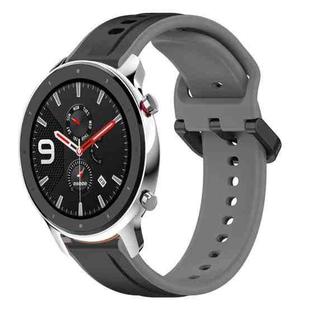 For Amazfit GTR 4 22mm Convex Loop Two-Color Silicone Watch Band(Black+Grey)