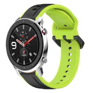 For Amazfit GTR 4 22mm Convex Loop Two-Color Silicone Watch Band(Black+Lime)