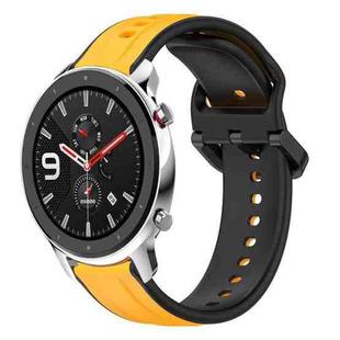 For Amazfit GTR 4 Pro 22mm Convex Loop Two-Color Silicone Watch Band(Yellow+Black)