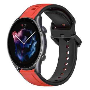 For Amazfit GTR 3 22mm Convex Loop Two-Color Silicone Watch Band(Red+Black)