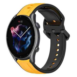 For Amazfit GTR 3 22mm Convex Loop Two-Color Silicone Watch Band(Yellow+Black)