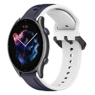 For Amazfit GTR 3 22mm Convex Loop Two-Color Silicone Watch Band(Midnight Blue + White)