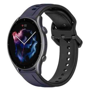 For Amazfit GTR 3 22mm Convex Loop Two-Color Silicone Watch Band(Midnight Blue + Black)