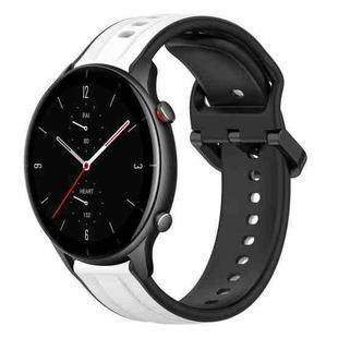 For Amazfit GTR 2e 22mm Convex Loop Two-Color Silicone Watch Band(White+Black)