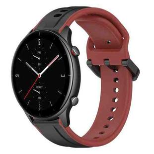 For Amazfit GTR 2e 22mm Convex Loop Two-Color Silicone Watch Band(Black+Red)