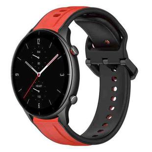 For Amazfit GTR 2e 22mm Convex Loop Two-Color Silicone Watch Band(Red+Black)