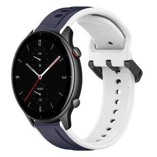 For Amazfit GTR 2e 22mm Convex Loop Two-Color Silicone Watch Band(Midnight Blue + White)
