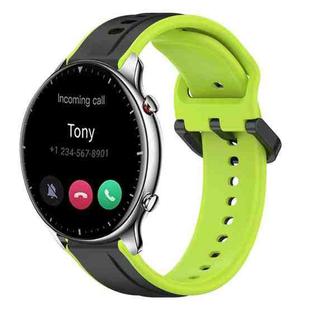 For Amazfit GTR 2 22mm Convex Loop Two-Color Silicone Watch Band(Black+Lime)