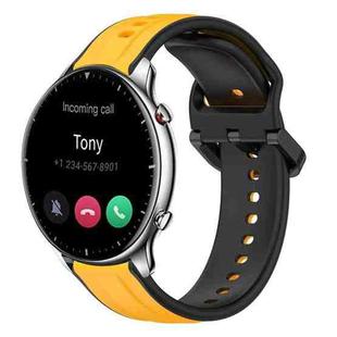 For Amazfit GTR 2 22mm Convex Loop Two-Color Silicone Watch Band(Yellow+Black)