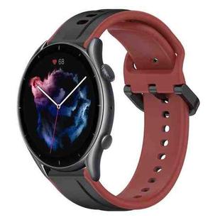 For Amazfit 3 22mm Convex Loop Two-Color Silicone Watch Band(Black+Red)