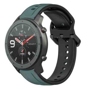 For Amazfit GTR 47mm 22mm Convex Loop Two-Color Silicone Watch Band(Olive Green + Black)