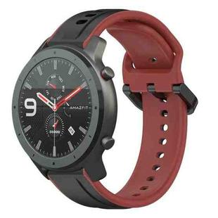 For Amazfit GTR 47mm 22mm Convex Loop Two-Color Silicone Watch Band(Black+Red)