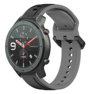 For Amazfit GTR 47mm 22mm Convex Loop Two-Color Silicone Watch Band(Black+Grey)