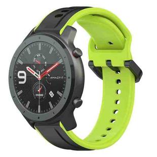 For Amazfit GTR 47mm 22mm Convex Loop Two-Color Silicone Watch Band(Black+Lime)