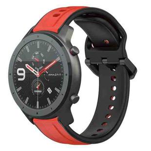 For Amazfit GTR 47mm 22mm Convex Loop Two-Color Silicone Watch Band(Red+Black)