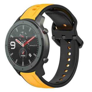 For Amazfit GTR 47mm 22mm Convex Loop Two-Color Silicone Watch Band(Yellow+Black)