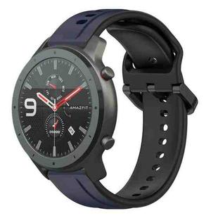 For Amazfit GTR 47mm 22mm Convex Loop Two-Color Silicone Watch Band(Midnight Blue + Black)
