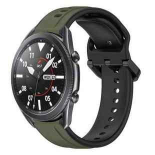 For Samsung Galaxy Watch3 45mm 22mm Convex Loop Two-Color Silicone Watch Band(Dark Green+Black)
