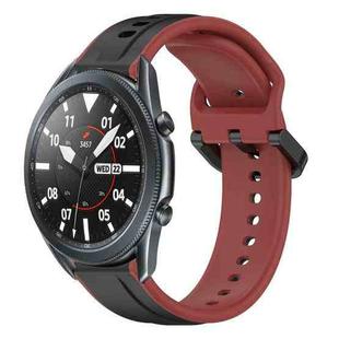 For Samsung Galaxy Watch3 45mm 22mm Convex Loop Two-Color Silicone Watch Band(Black+Red)