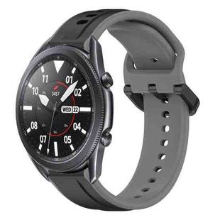 For Samsung Galaxy Watch3 45mm 22mm Convex Loop Two-Color Silicone Watch Band(Black+Grey)