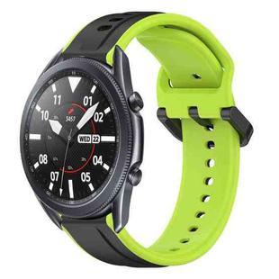 For Samsung Galaxy Watch3 45mm 22mm Convex Loop Two-Color Silicone Watch Band(Black+Lime)