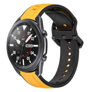 For Samsung Galaxy Watch3 45mm 22mm Convex Loop Two-Color Silicone Watch Band(Yellow+Black)