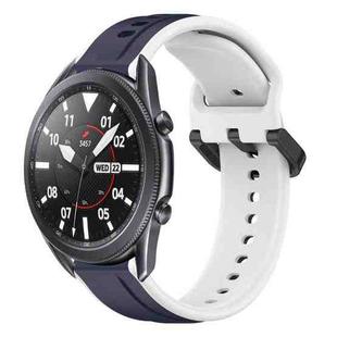 For Samsung Galaxy Watch3 45mm 22mm Convex Loop Two-Color Silicone Watch Band(Midnight Blue+White)