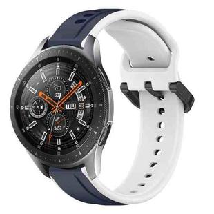 For Samsung Galaxy Watch 46mm 22mm Convex Loop Two-Color Silicone Watch Band(Midnight Blue+White)