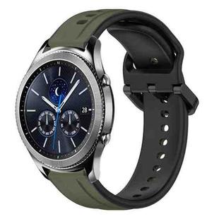 For Samsung Gear S3 Classic 22mm Convex Loop Two-Color Silicone Watch Band(Dark Green+Black)