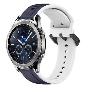 For Samsung Gear S3 Classic 22mm Convex Loop Two-Color Silicone Watch Band(Midnight Blue+White)