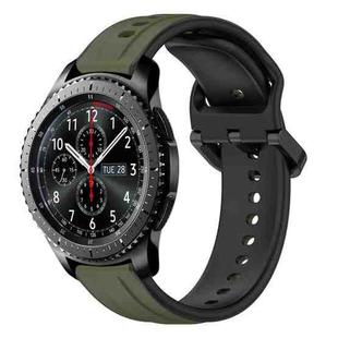 For Samsung Gear S3 Frontier 22mm Convex Loop Two-Color Silicone Watch Band(Dark Green+Black)