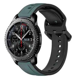 For Samsung Gear S3 Frontier 22mm Convex Loop Two-Color Silicone Watch Band(Olive Green + Black)