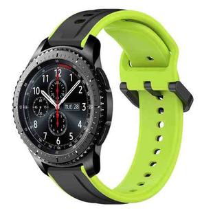 For Samsung Gear S3 Frontier 22mm Convex Loop Two-Color Silicone Watch Band(Black+Lime)