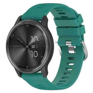 For Garmin Vivoactive3 Music 20mm Cross Textured Solid Color Silicone Watch Band(Pine Green)