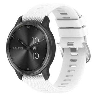 For Garmin VivoMove Style 20mm Cross Textured Solid Color Silicone Watch Band(White)
