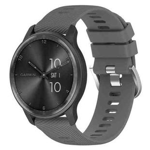 For Garmin Forerunner 245 Music 20mm Cross Textured Solid Color Silicone Watch Band(Dark Grey)