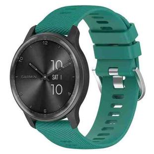 For Garmin Forerunner Sq2 Music 20mm Cross Textured Solid Color Silicone Watch Band(Pine Green)