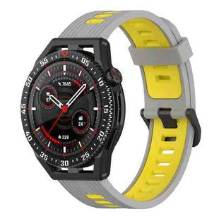 For Garmin Forerunner 265 22mm Vertical Two-Color Silicone Watch Band(Grey+Yellow)