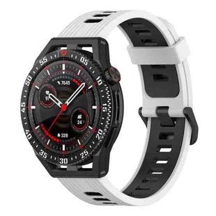 For Garmin Forerunner 255 22mm Vertical Two-Color Silicone Watch Band(White+Black)