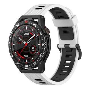 For Garmin Venu 2 22mm Vertical Two-Color Silicone Watch Band(White+Black)