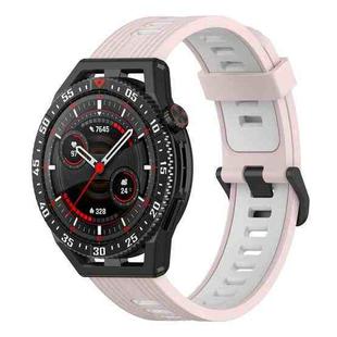 For Garmin Venu 2 22mm Vertical Two-Color Silicone Watch Band(Pink+White)