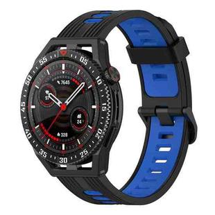 For Garmin Vivoactive4 22mm Vertical Two-Color Silicone Watch Band(Black+Blue)