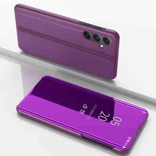 For Samsung Galaxy A54 5G Plated Mirror Horizontal Flip Leather Phone Case with Holder(Purple)
