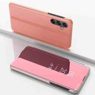 For Samsung Galaxy A54 5G Plated Mirror Horizontal Flip Leather Phone Case with Holder(Rose Gold)