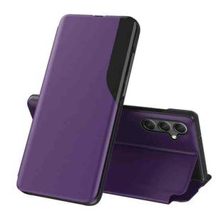 For Samsung Galaxy A04 / M13 5G Side Display Adsorption Leather Phone Case(Purple)