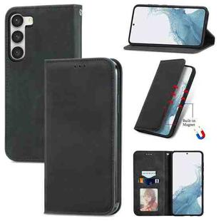 For Samsung Galaxy S23 5G Retro Skin Feel Magnetic Leather Phone Case(Black)