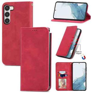 For Samsung Galaxy S23 5G Retro Skin Feel Magnetic Leather Phone Case(Red)